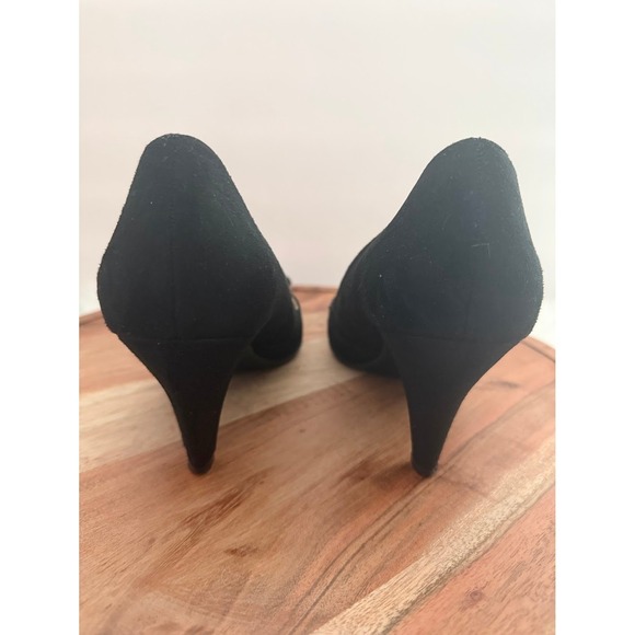 Naturalizer Black Suede Bow Pointed Toe Heels Women Size 8.5M Dress Shoes - Picture 4 of 9